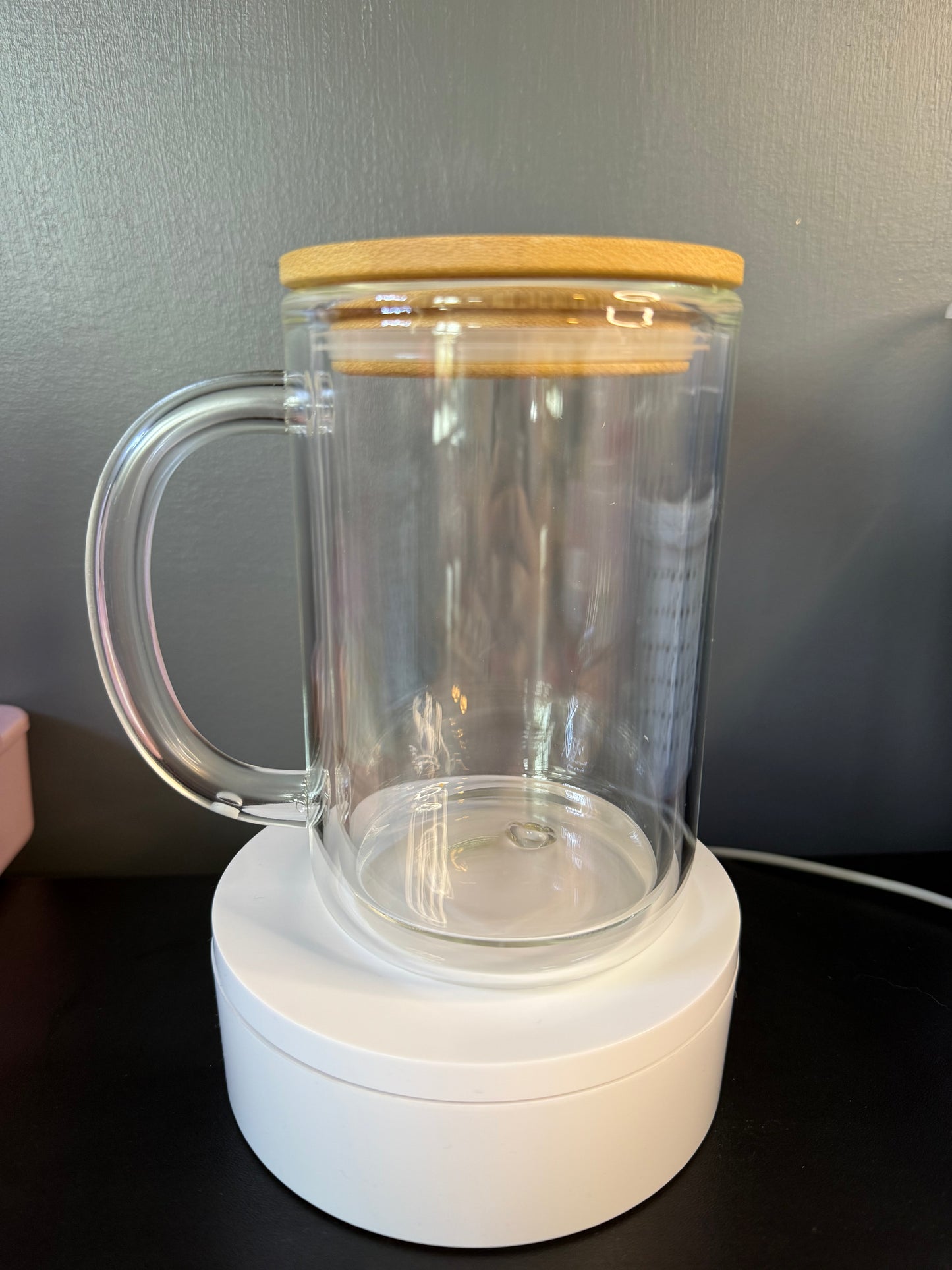 15 oz Glass Snowglobe Tumbler with Handle