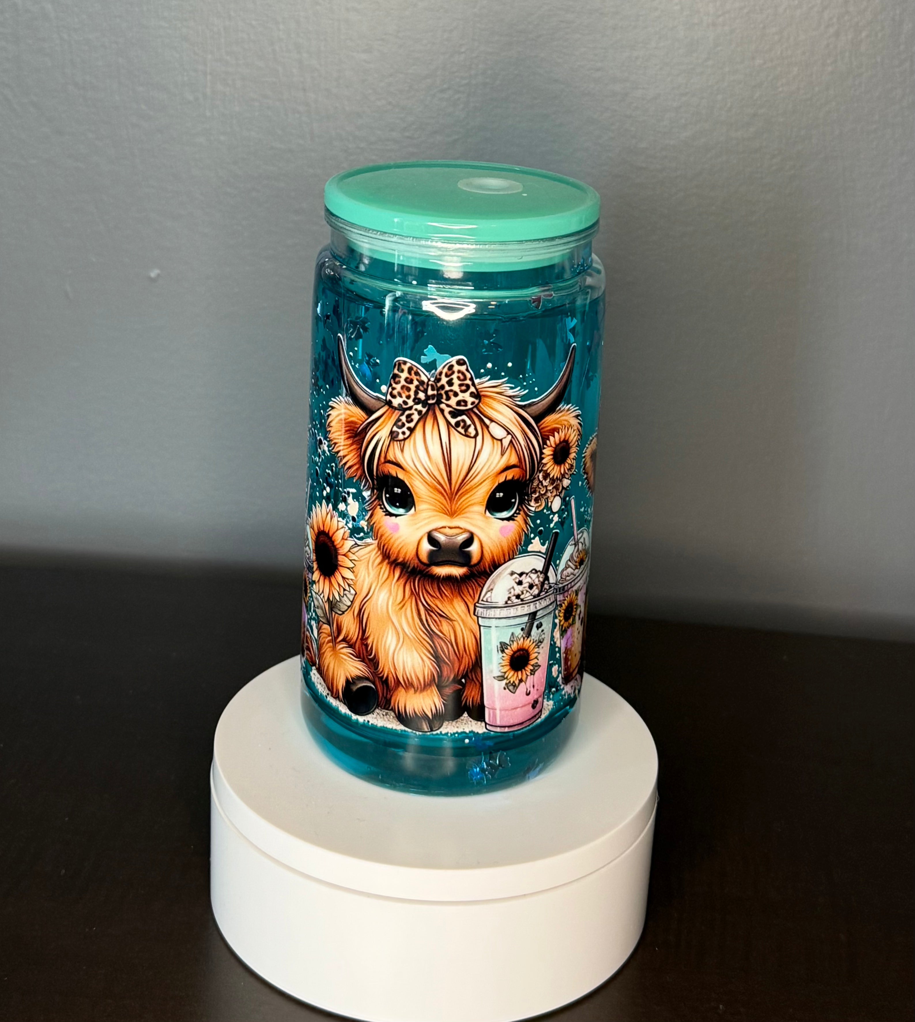 Turquoise Highland Cows Tumbler