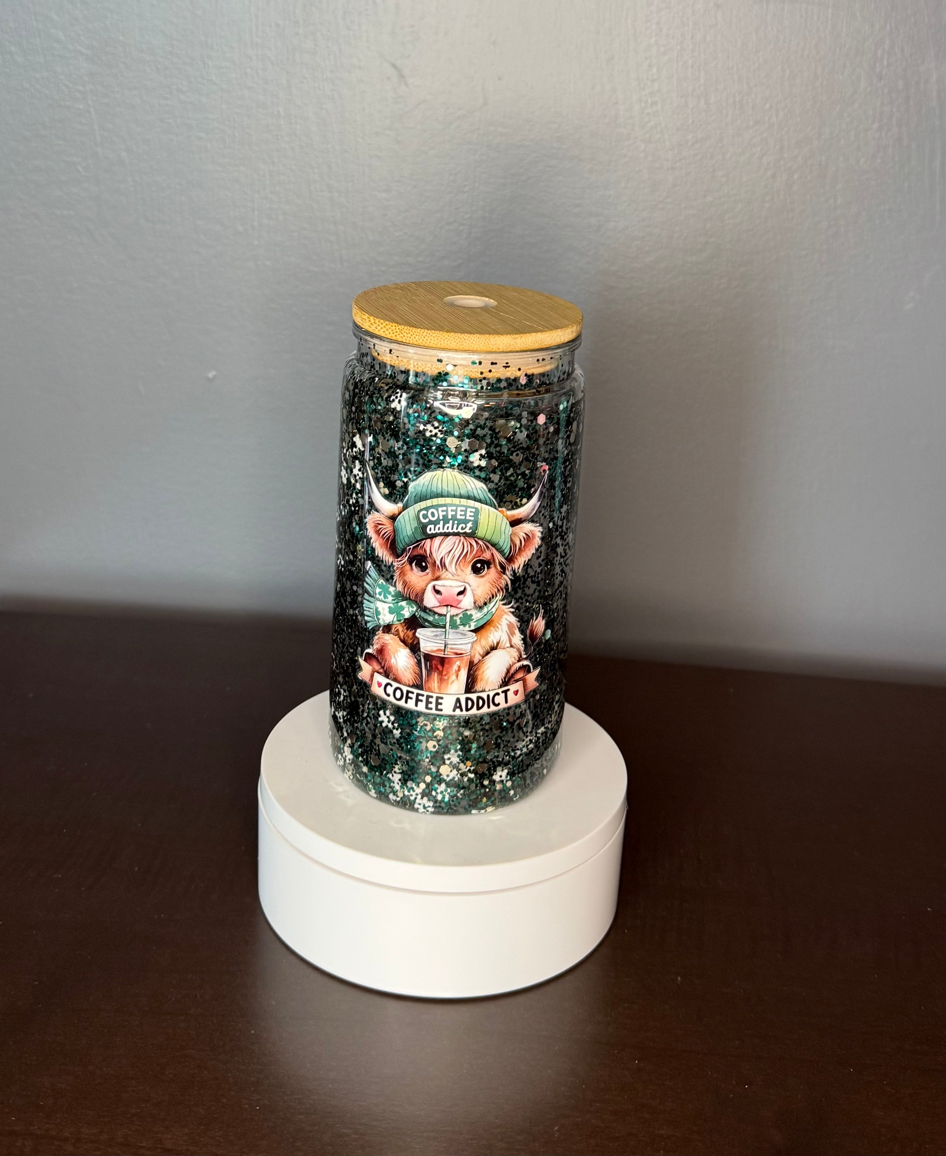 Green Highland Cow Tumbler