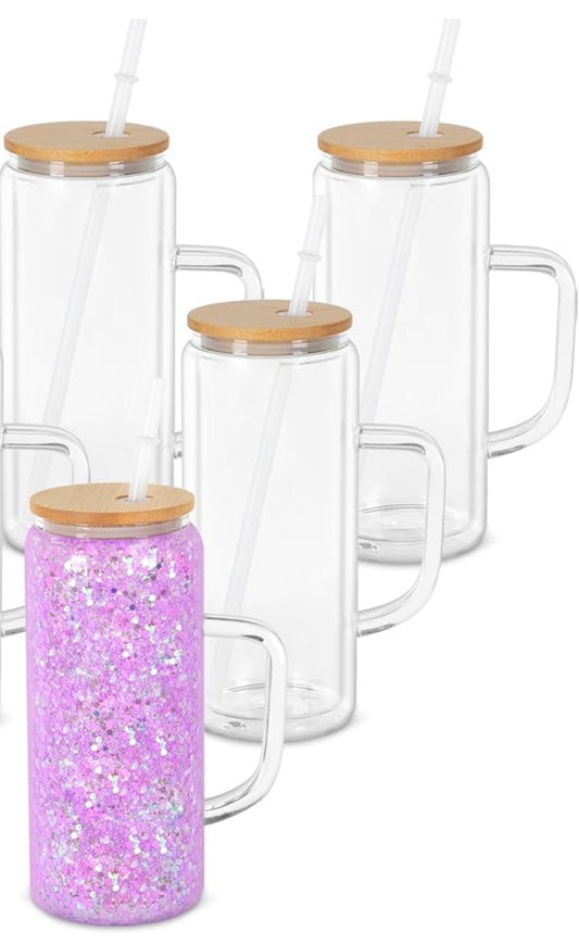 20 oz Glass Snowglobe Tumbler with Handle