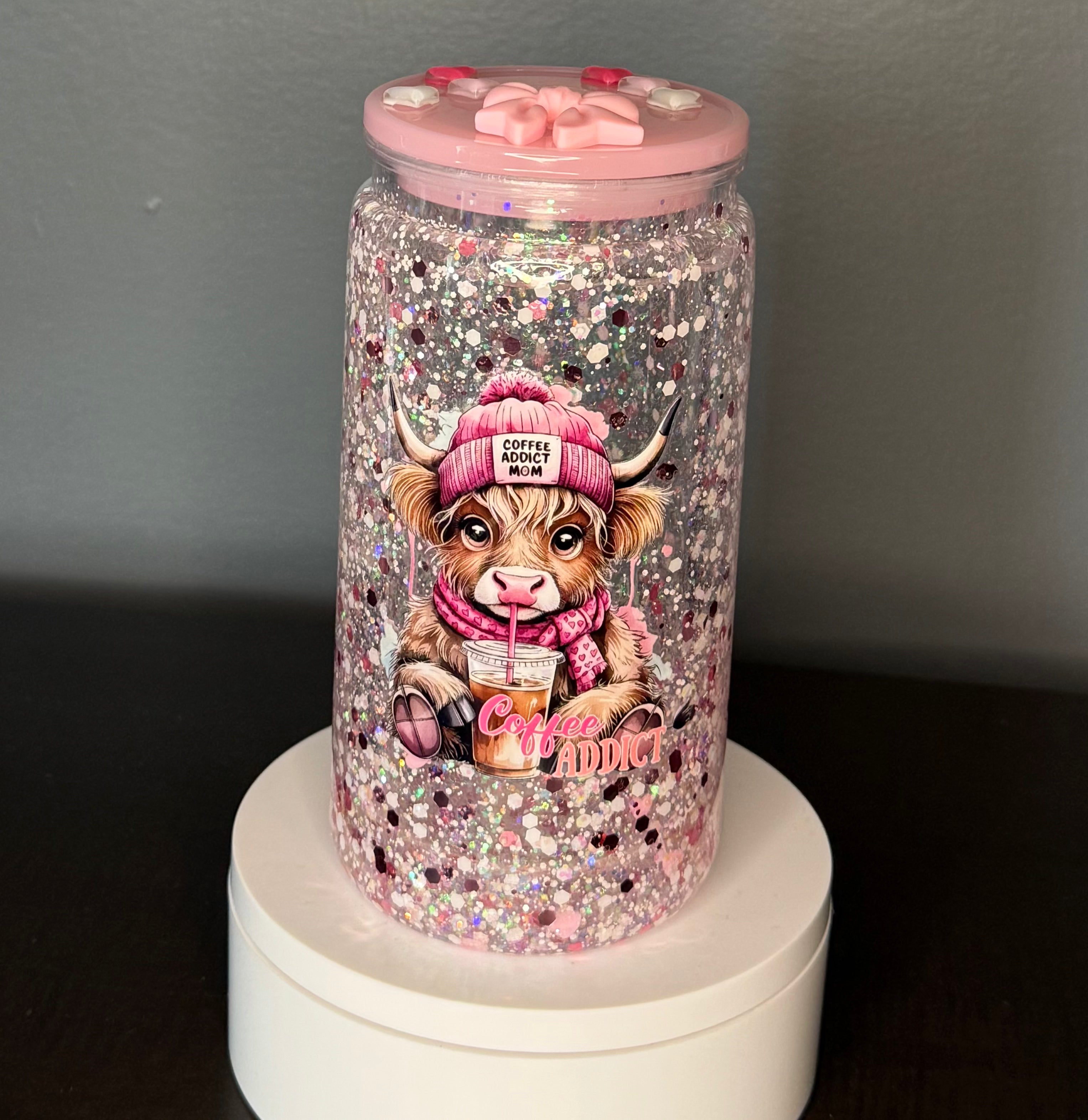 Pink Highland Cow Tumbler