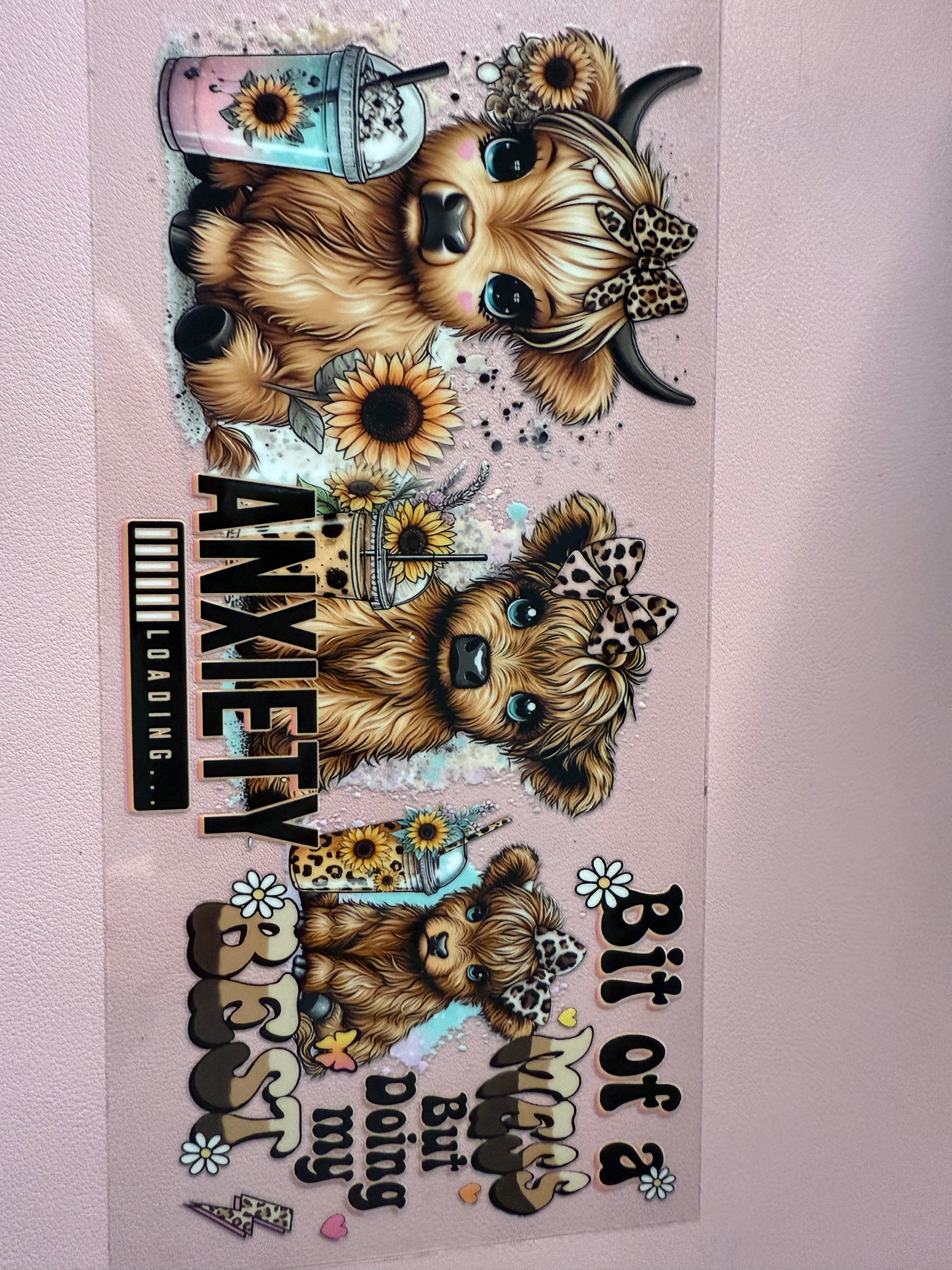 Anxiety Highland Cow Decal